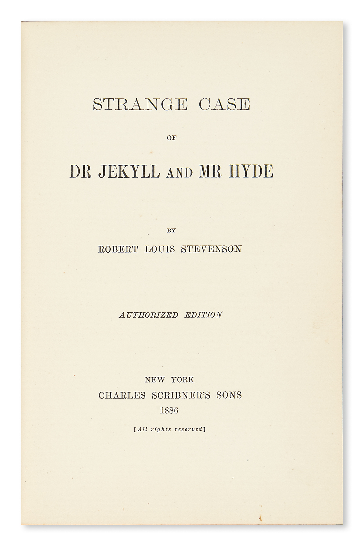 STEVENSON, ROBERT LOUIS. Strange Case of Dr. Jekyll and Mr. Hyde.